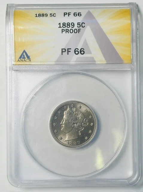 1889 p Liberty Head Nickel ANACS PR-66 Pretty! PROOF!