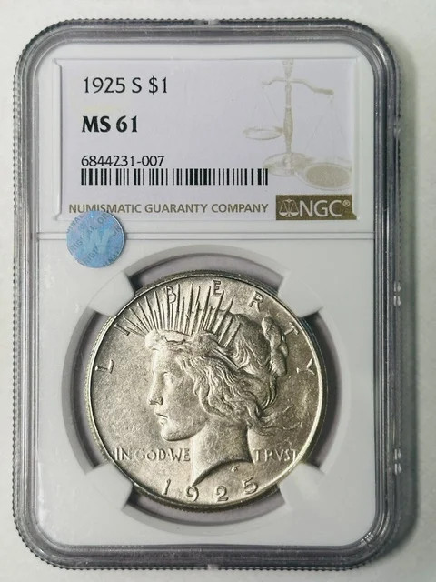 1925-S Peace Dollar NGC MS-61 Sight White