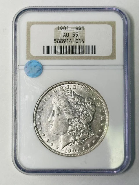 1901 Morgan Silver Dollar NGC AU-55 Sight White