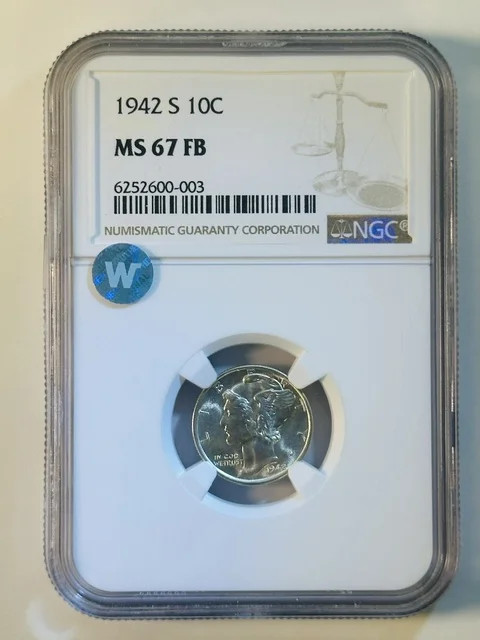 1942 S Mercury Dime NGC MS-67 FB Sight White