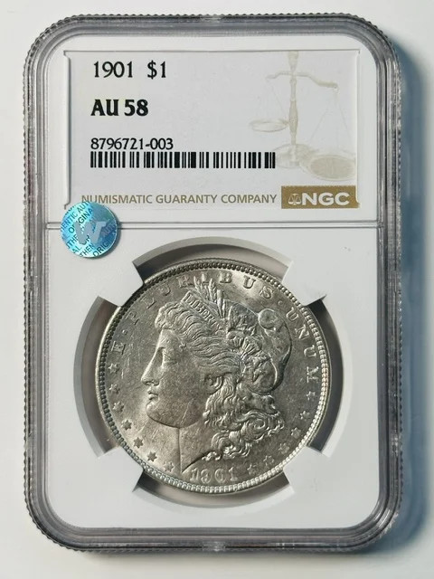 1901 P Morgan Silver Dollar NGC AU-58 Premium Look! Sight White